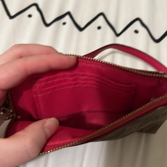 Hot Pink and Light Brown Coach Wristlet - Picture 3 of 6